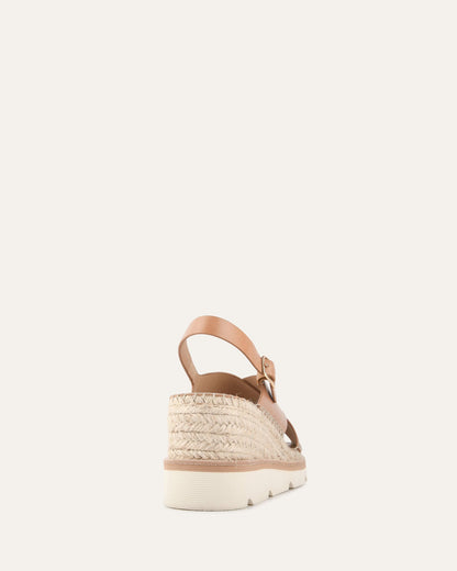 KIMBERLEY MID WEDGE SANDALS TAN LEATHER