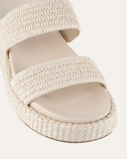 MARCO FLAT SANDALS OFF WHITE RAFFIA