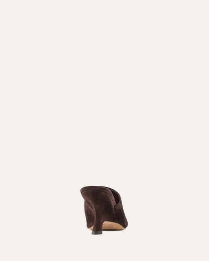 MENA MID HEEL SANDALS BITTER CHOC SUEDE