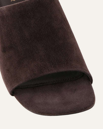 MENA MID HEEL SANDALS BITTER CHOC SUEDE