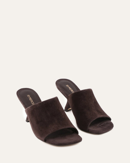 MENA MID HEEL SANDALS BITTER CHOC SUEDE