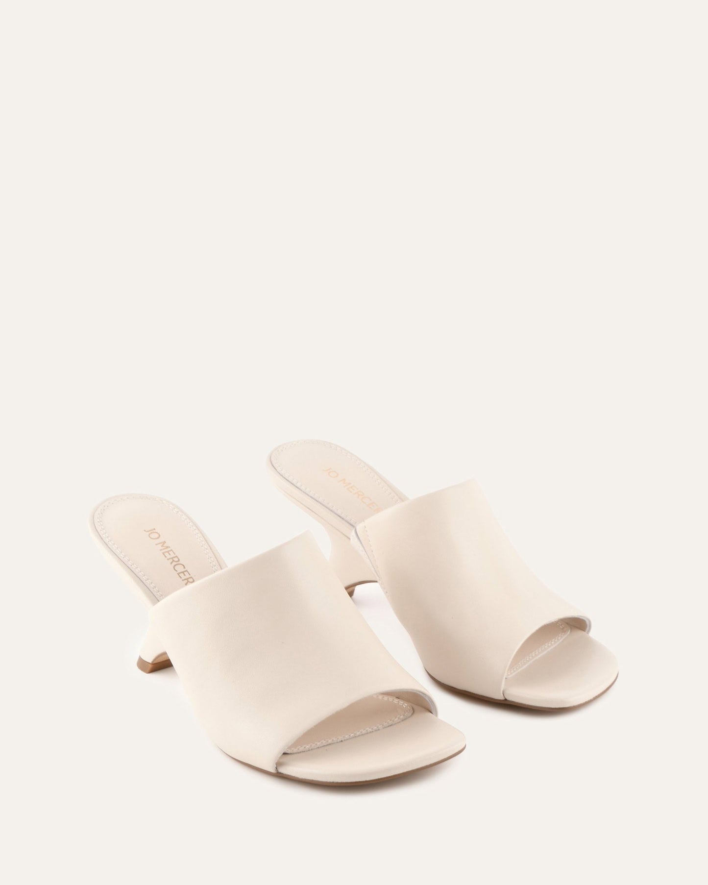 MENA MID HEEL SANDALS OFF WHITE LEATHER