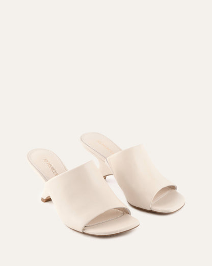 MENA MID HEEL SANDALS OFF WHITE LEATHER