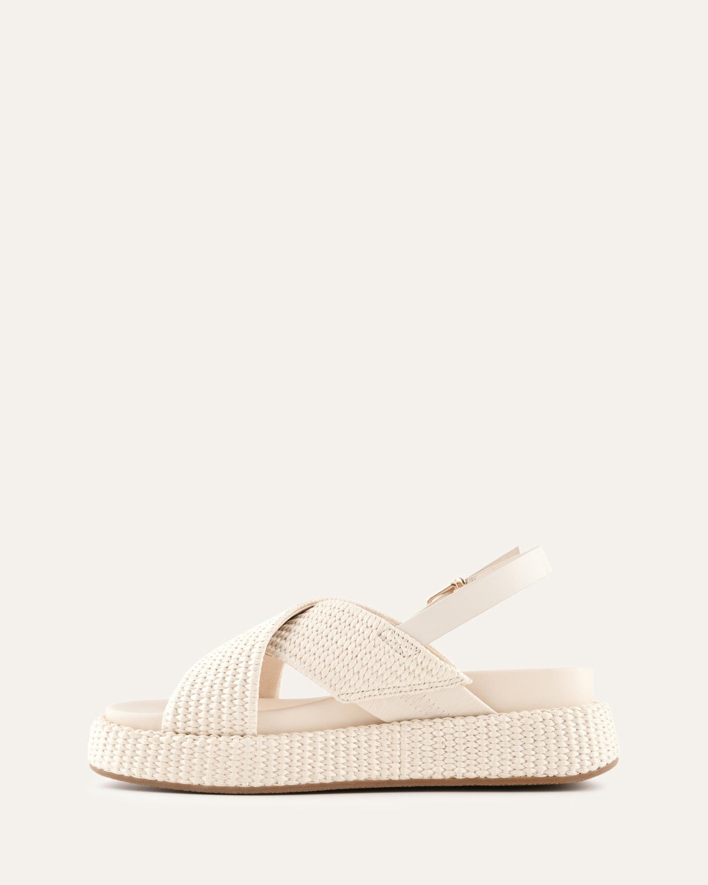 MIKEY FLAT SANDALS OFF WHITE RAFFIA