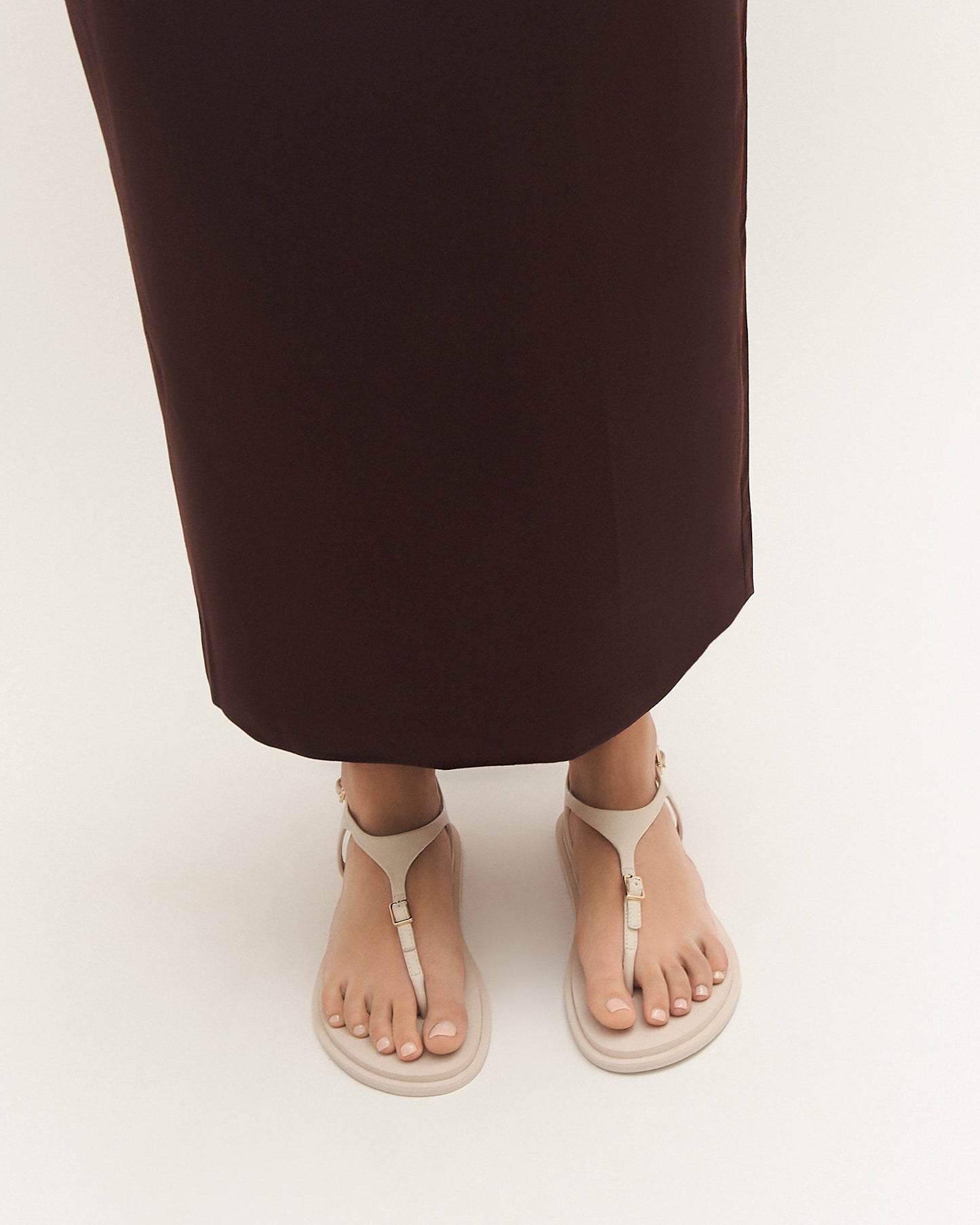 MIRO FLAT SANDALS OFF WHITE LEATHER