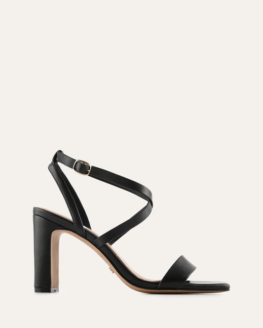 NADINE HIGH SANDALS BLACK LEATHER
