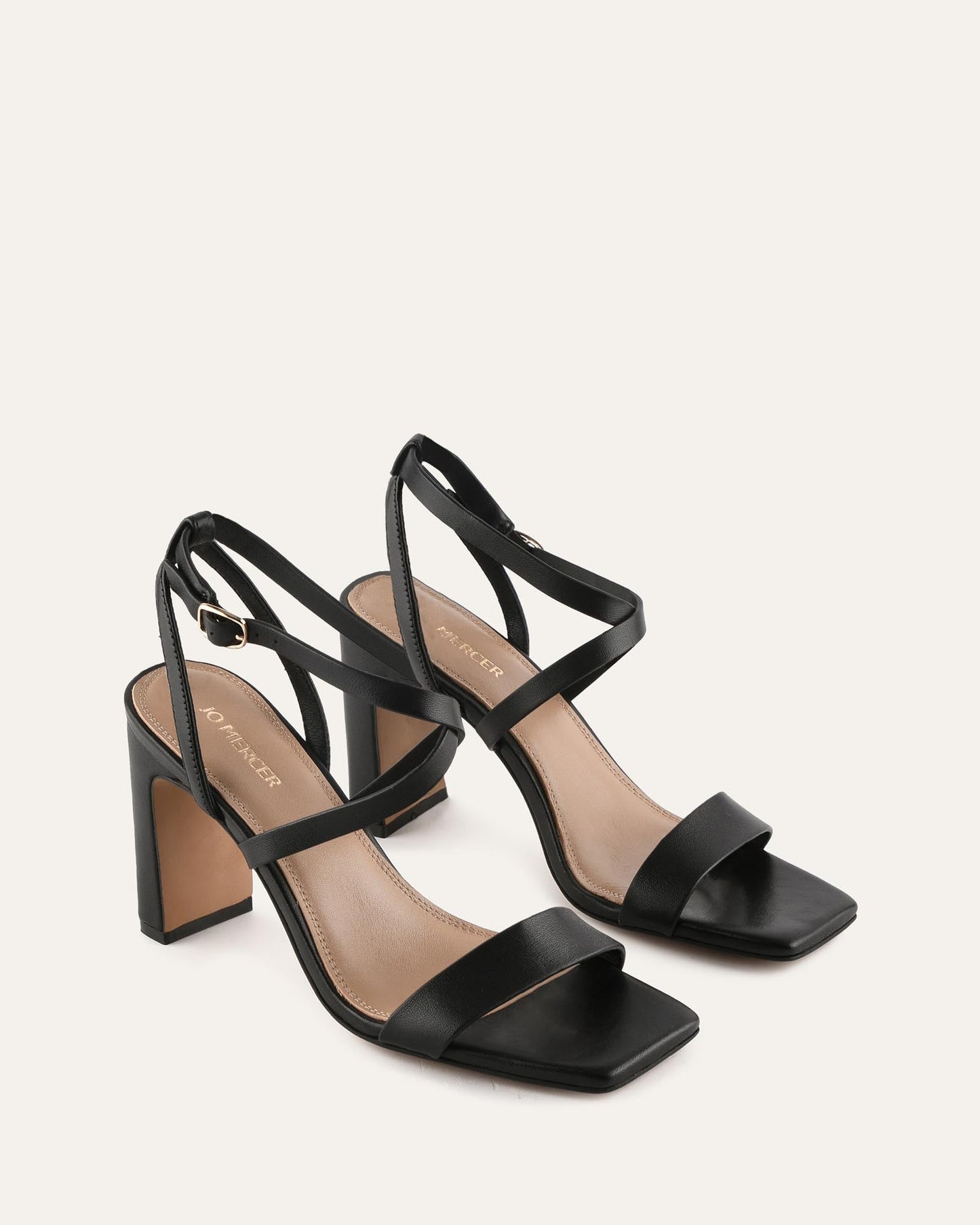 NADINE HIGH SANDALS BLACK LEATHER