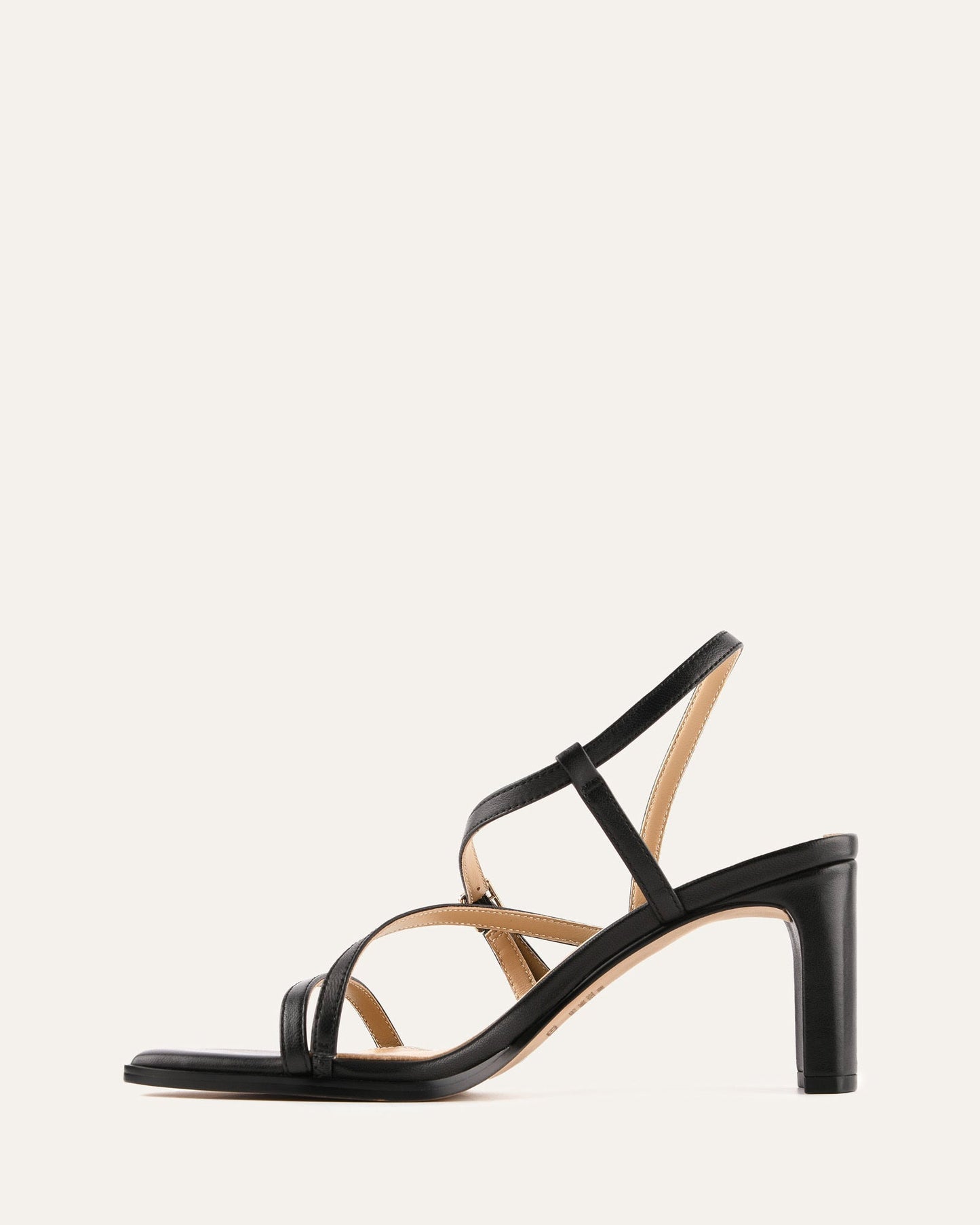 NALA MID HEEL SANDALS BLACK LEATHER