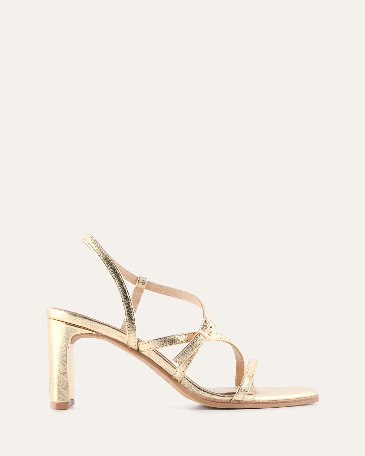 NALA MID HEEL SANDALS GOLD LEATHER