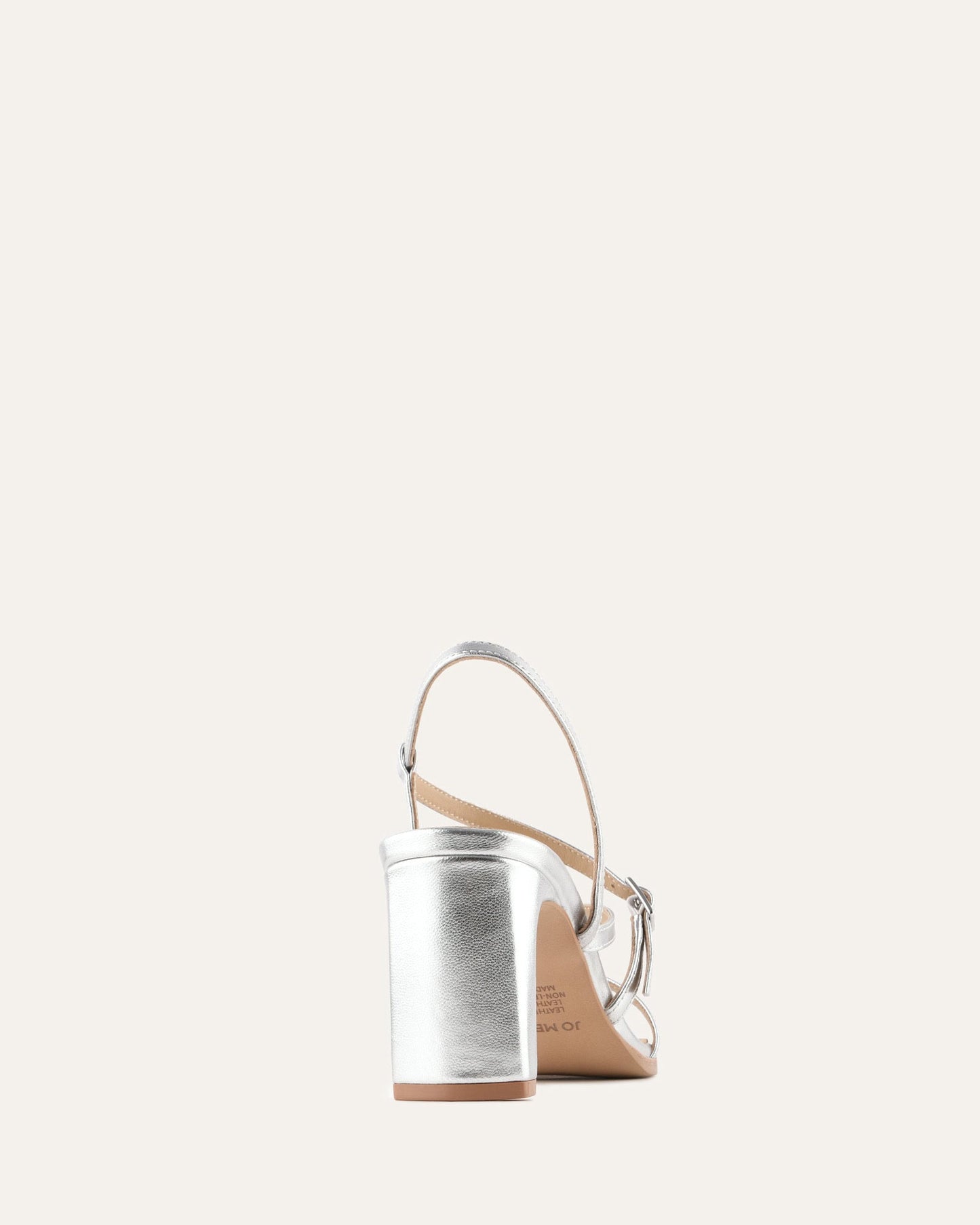 NALA MID HEEL SANDALS SILVER LEATHER