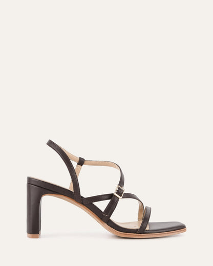 NALA MID HEEL SANDALS BITTER CHOC LEATHER