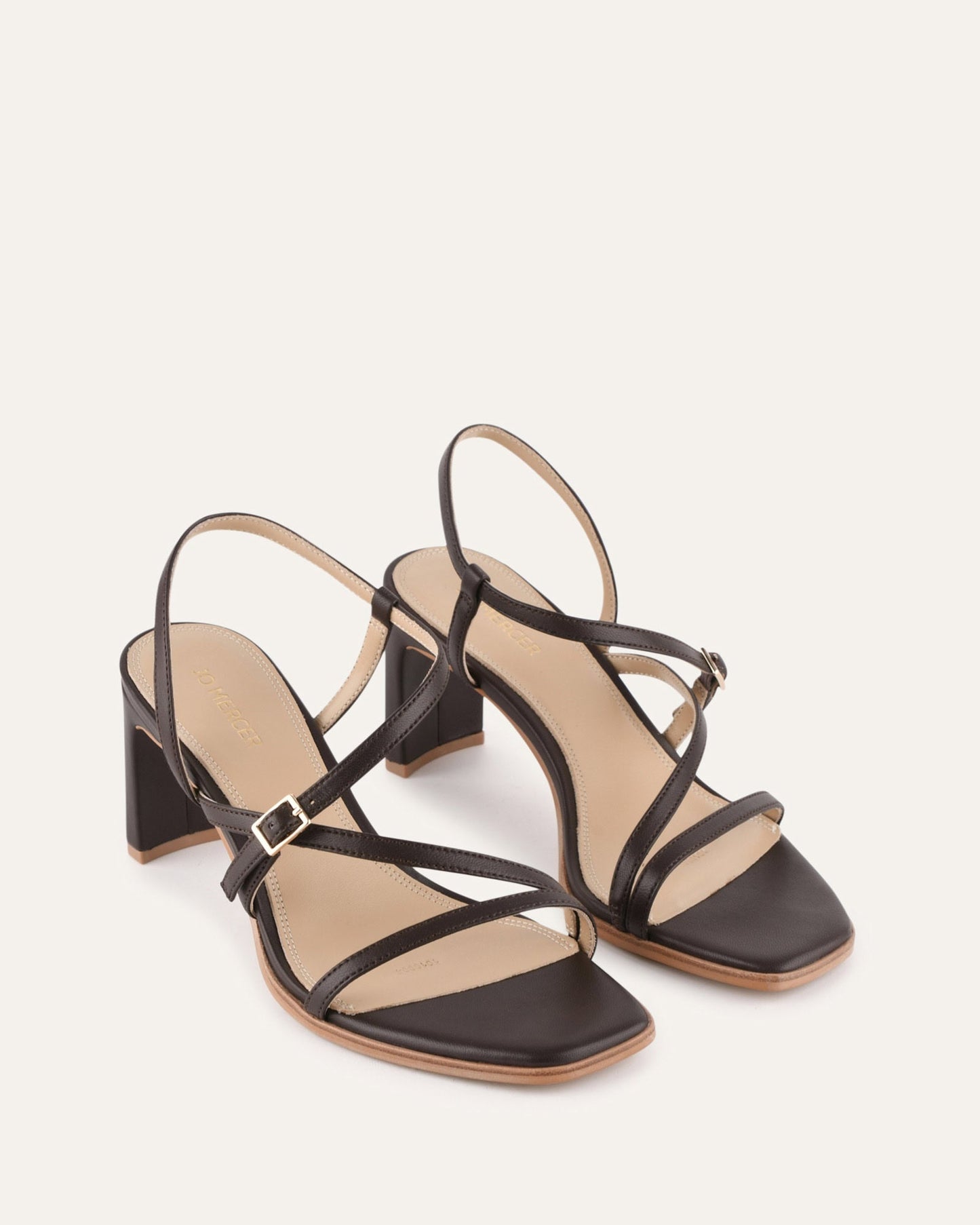 NALA MID HEEL SANDALS BITTER CHOC LEATHER