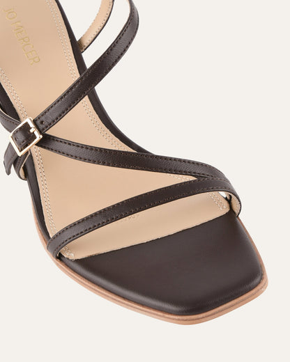 NALA MID HEEL SANDALS BITTER CHOC LEATHER