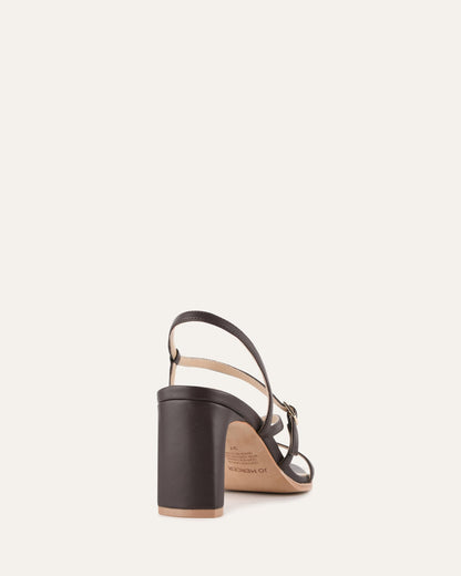NALA MID HEEL SANDALS BITTER CHOC LEATHER