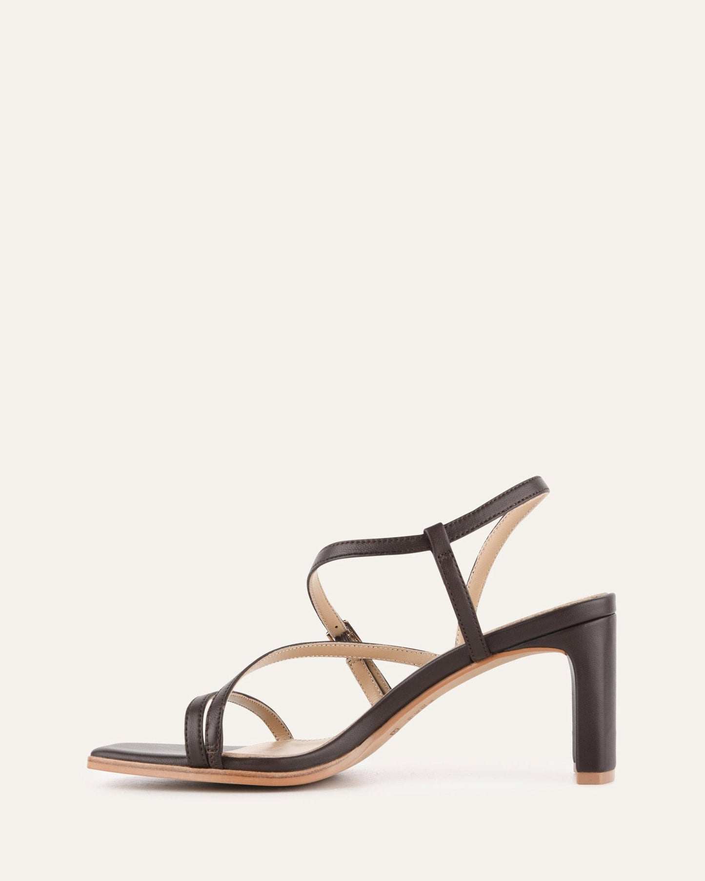 NALA MID HEEL SANDALS BITTER CHOC LEATHER
