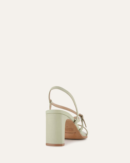 NALA MID HEEL SANDALS LIGHT SAGE LEATHER
