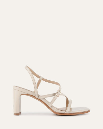 NALA MID HEEL SANDALS OFF WHITE LEATHER