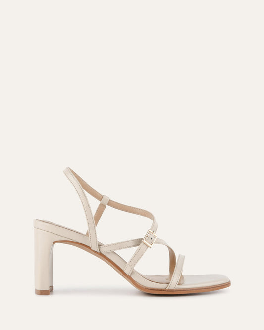 NALA MID HEEL SANDALS OFF WHITE LEATHER