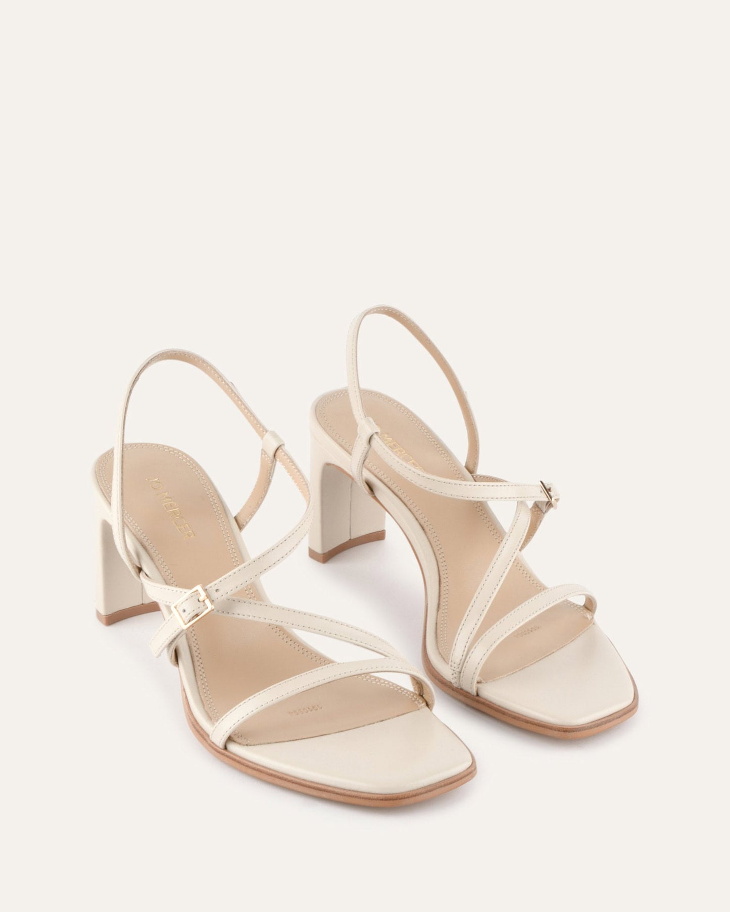 NALA MID HEEL SANDALS OFF WHITE LEATHER