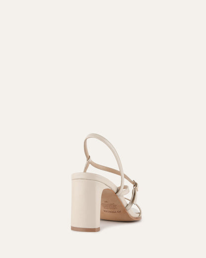 NALA MID HEEL SANDALS OFF WHITE LEATHER