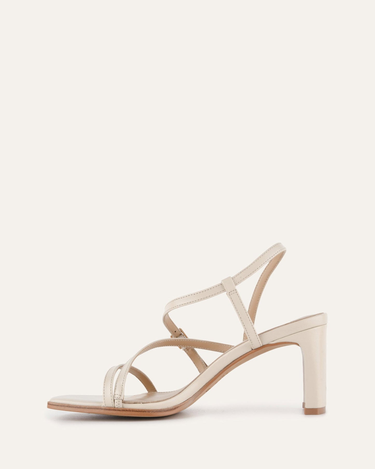 NALA MID HEEL SANDALS OFF WHITE LEATHER