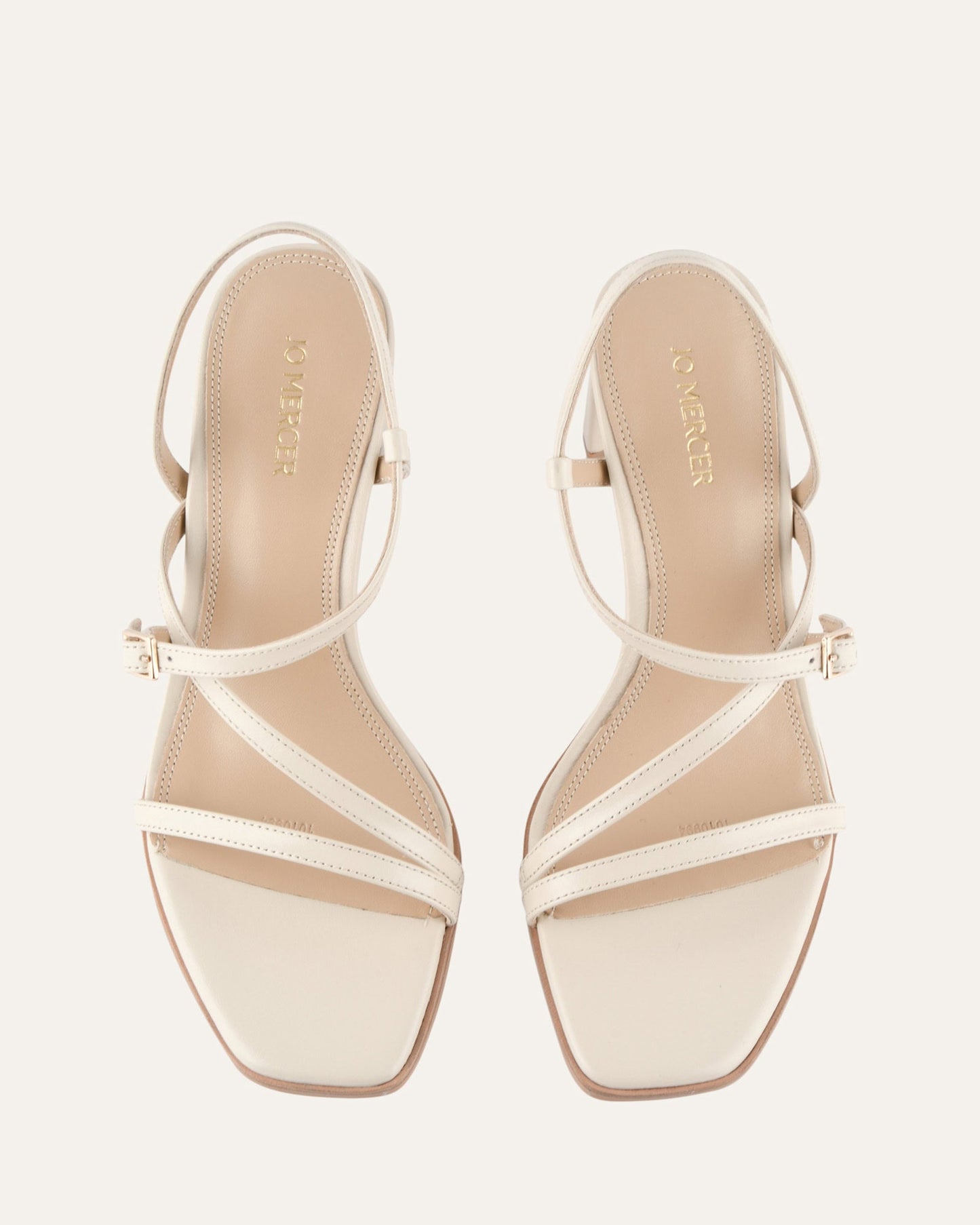 NALA MID HEEL SANDALS OFF WHITE LEATHER