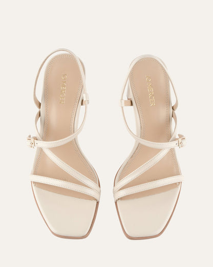 NALA MID HEEL SANDALS OFF WHITE LEATHER