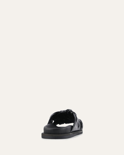OLLIE FLAT SANDALS BLACK LEATHER