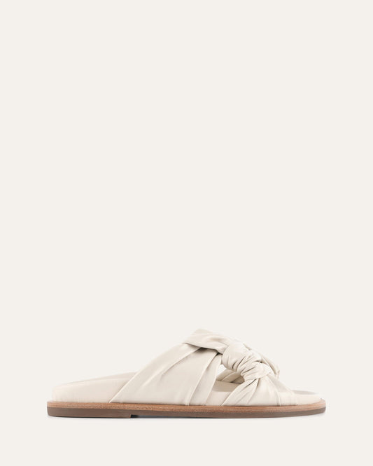 OLLIE FLAT SANDALS OFF WHITE LEATHER