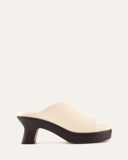 PALM MID HEEL SANDALS VANILLA LEATHER