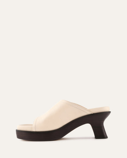 PALM MID HEEL SANDALS VANILLA LEATHER