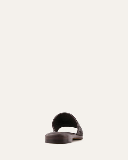 PEARL FLAT SLIDES CACAO LEATHER