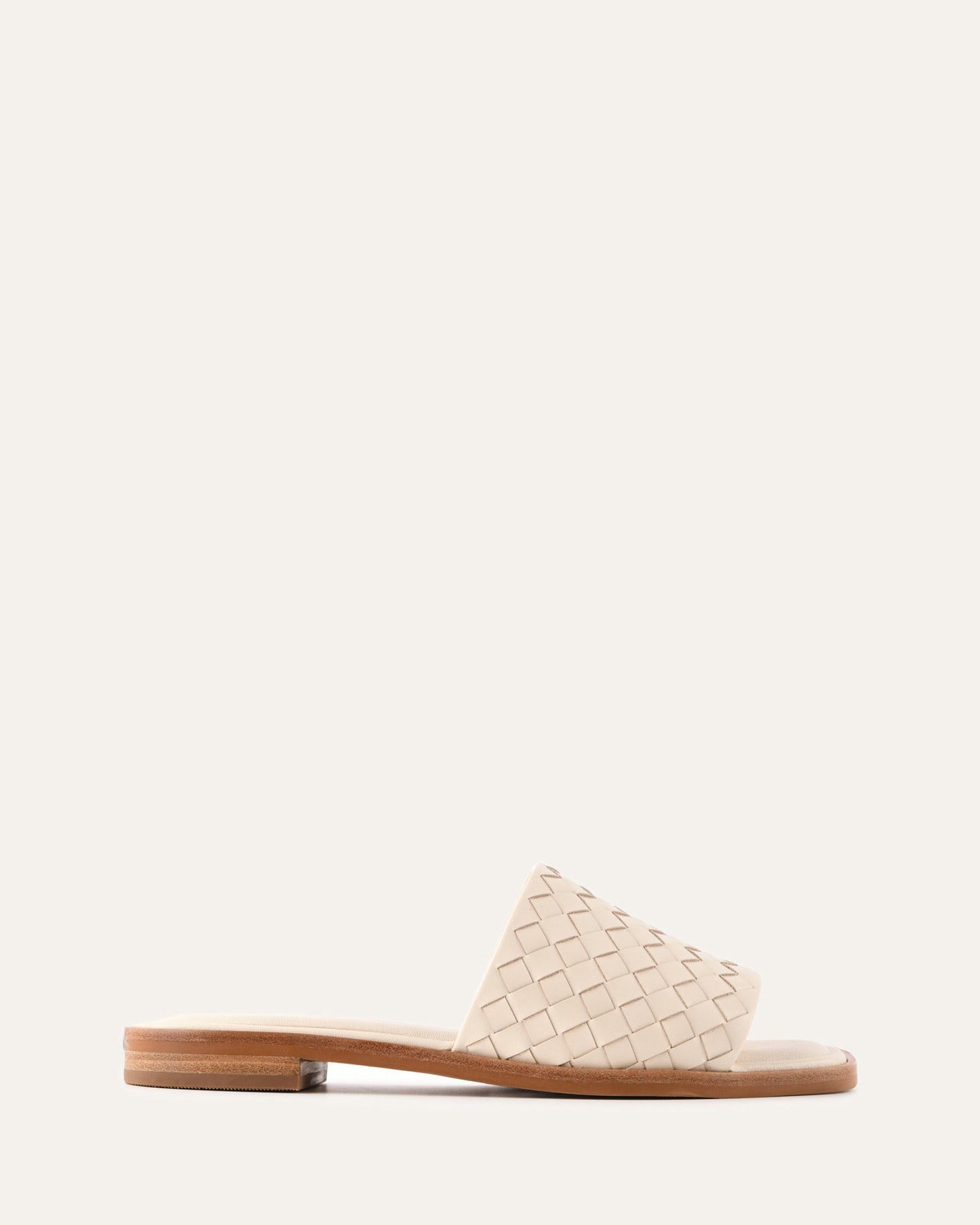PEARL FLAT SLIDES OFF WHITE LEATHER