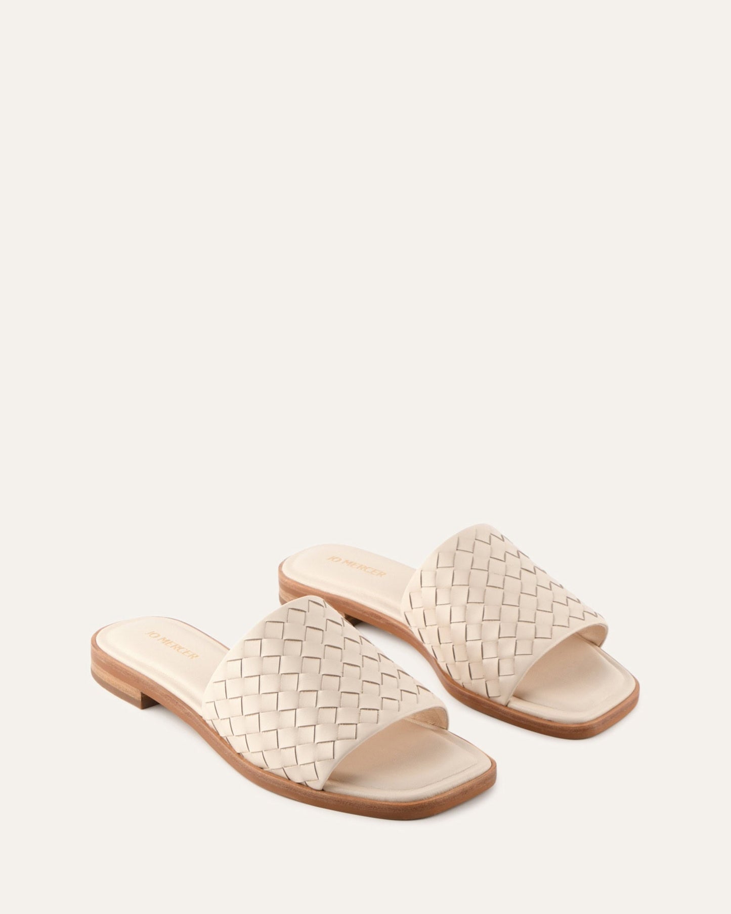 PEARL FLAT SLIDES OFF WHITE LEATHER