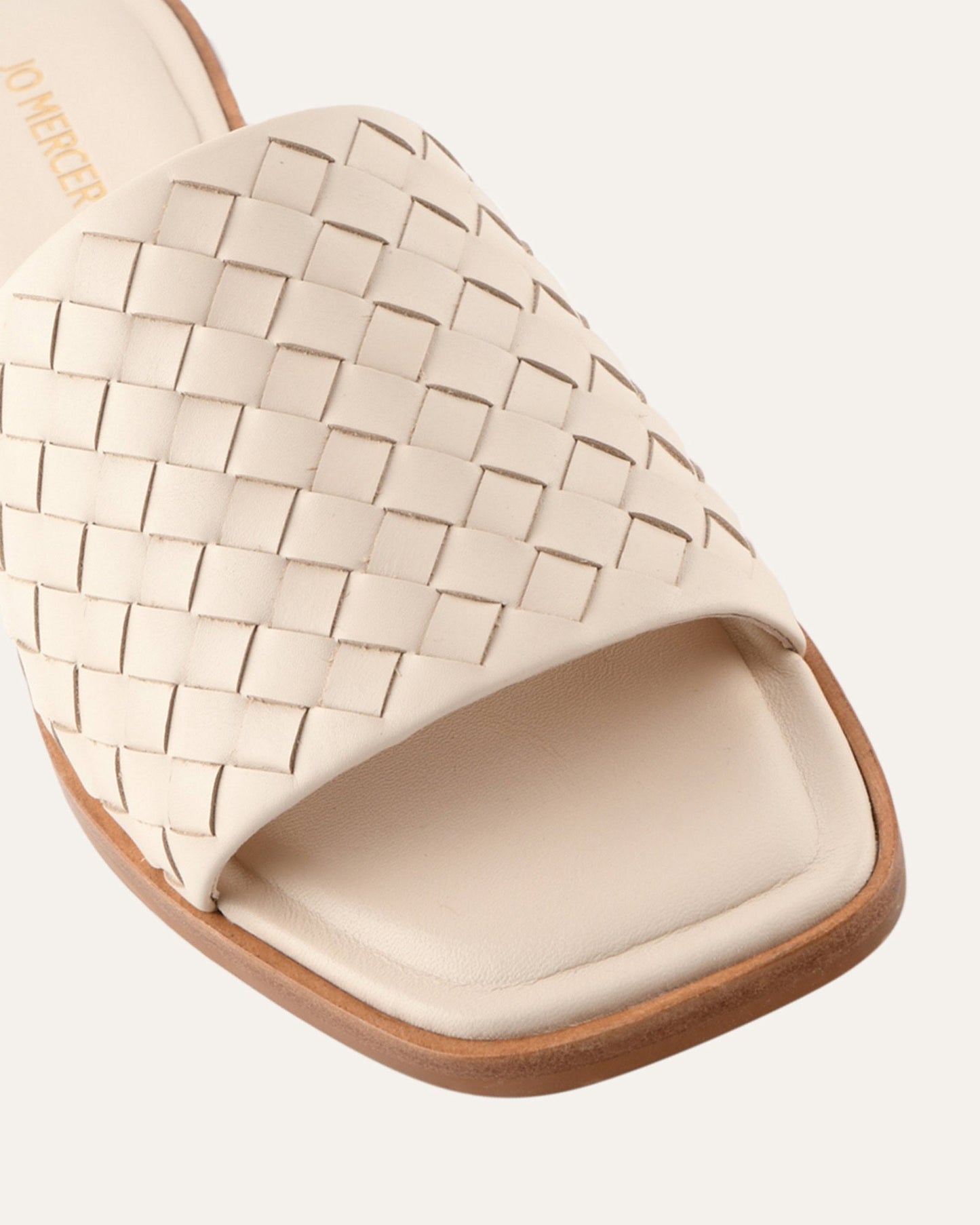 PEARL FLAT SLIDES OFF WHITE LEATHER