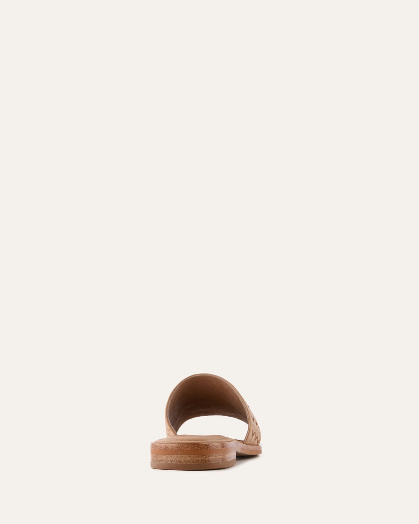 PEARL FLAT SLIDES TAN LEATHER