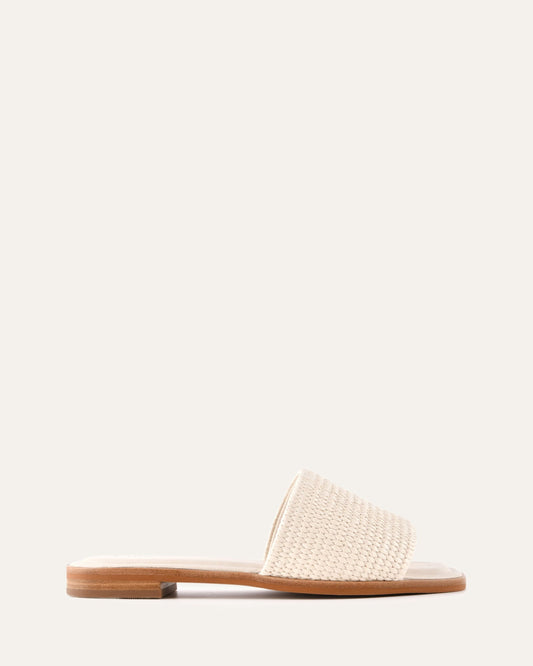 PICASSO FLAT SLIDES OFF WHITE RAFFIA