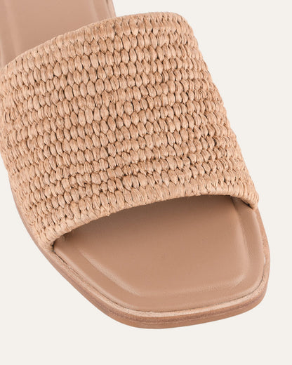 PICASSO FLAT SLIDE TAN RAFFIA