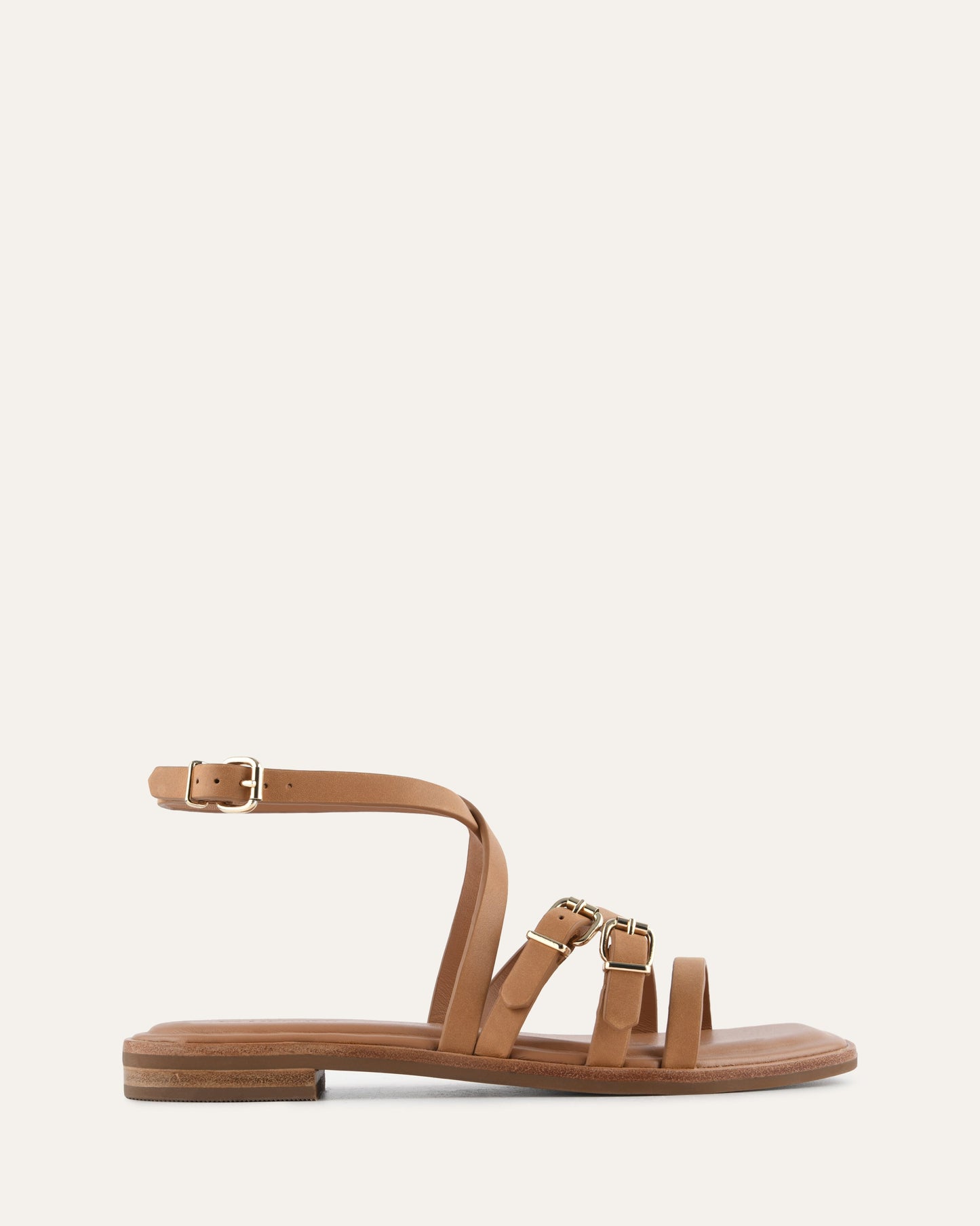 PIERRE FLAT SANDALS TUSCAN TAN LEATHER