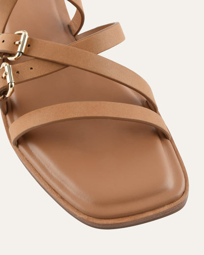 PIERRE FLAT SANDALS TUSCAN TAN LEATHER