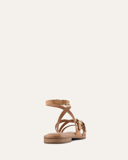 PIERRE FLAT SANDALS TUSCAN TAN LEATHER