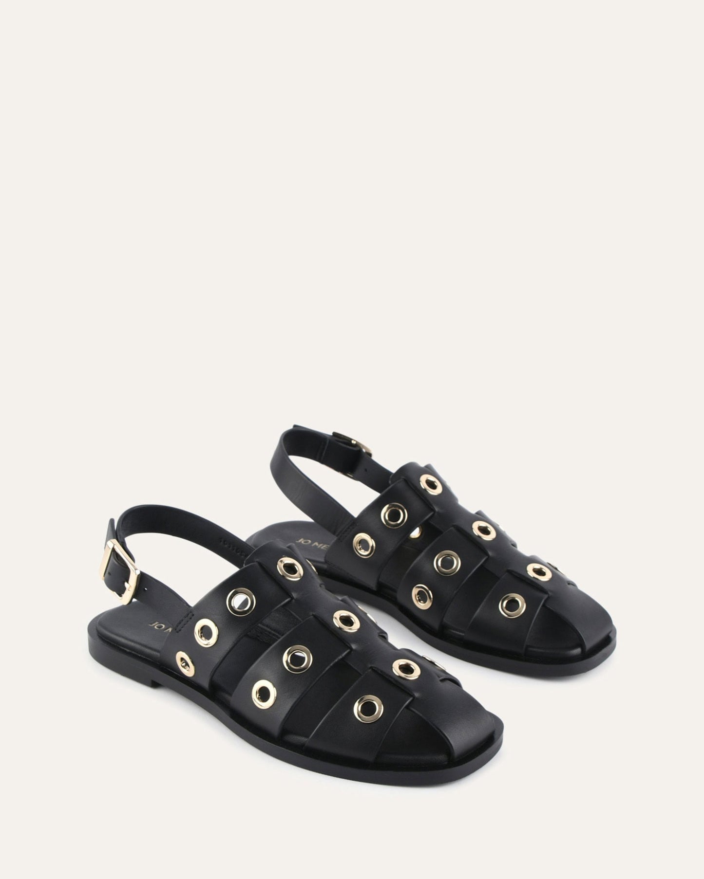 SAFFI FLAT SANDALS BLACK LEATHER