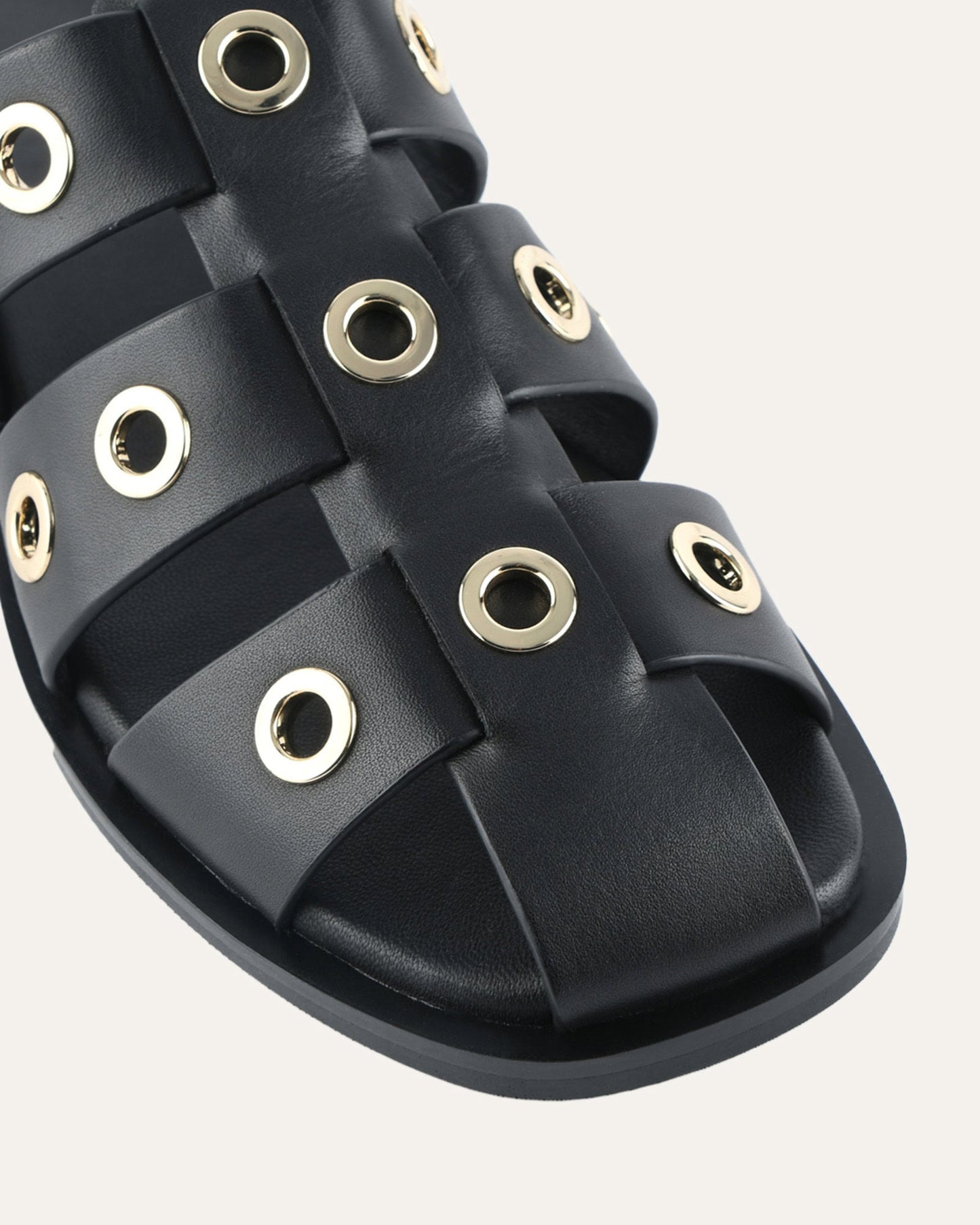 SAFFI FLAT SANDALS BLACK LEATHER