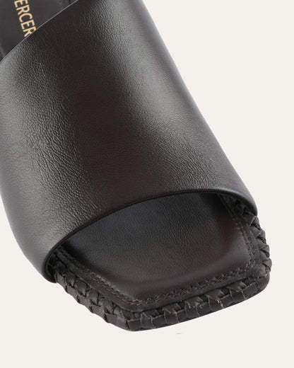 SIENNA MID HEEL SANDALS BITTER CHOC LEATHER
