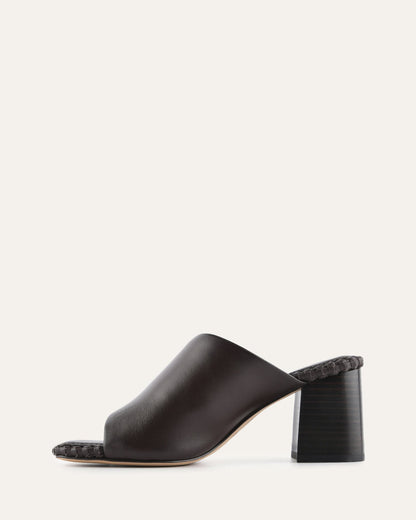 SIENNA MID HEEL SANDALS BITTER CHOC LEATHER