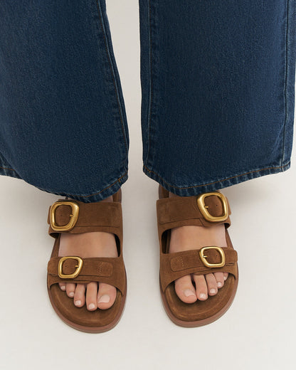 SOL FLAT SANDALS BISCUIT SUEDE