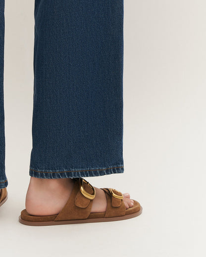 SOL FLAT SANDALS BISCUIT SUEDE