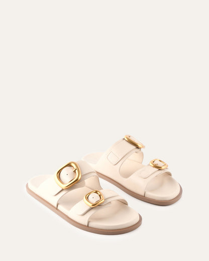 SOL FLAT SANDALS OFF WHITE LEATHER