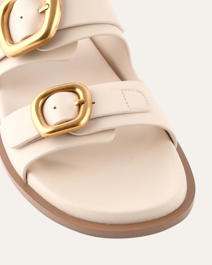 SOL FLAT SANDALS OFF WHITE LEATHER