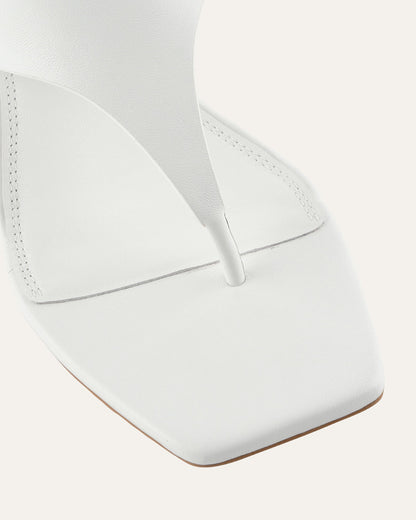 TOKEN LOW HEEL SANDALS WHITE LEATHER